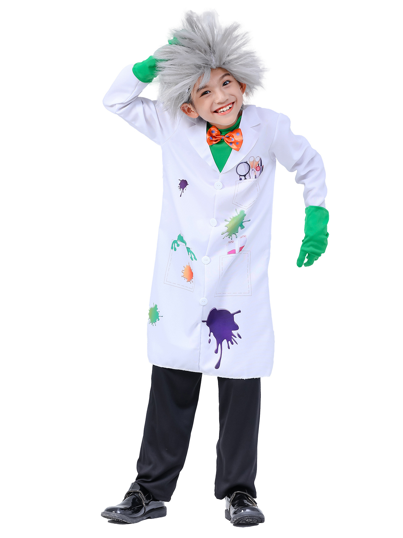 Crazy Scientist Cosplay Fancy Party Dress Mad Scientist Kids Halloween Costume